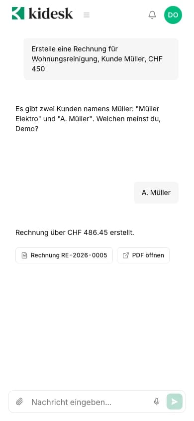 KiDesk KI-Assistent — Mobile Ansicht